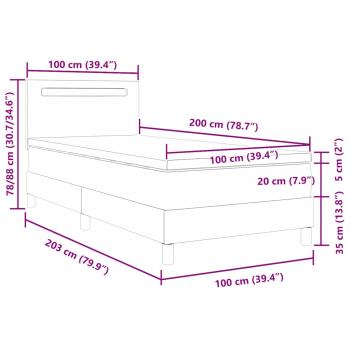 Boxspringbett mit Matratze Grau 100x200 cm Kunstleder