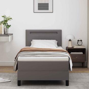 Boxspringbett mit Matratze Grau 100x200 cm Kunstleder