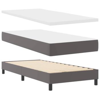 Boxspringbett mit Matratze Grau 100x200 cm Kunstleder