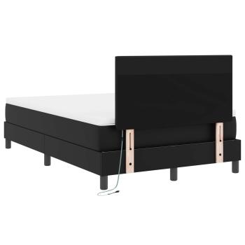 Boxspringbett mit Matratze Schwarz Kleine Doppelgröße Kunstleder