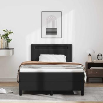 Boxspringbett mit Matratze Schwarz Kleine Doppelgröße Kunstleder