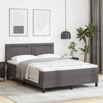 ARDEBO.de - Boxspringbett mit Matratze Grau 160x200 cm Kunstleder