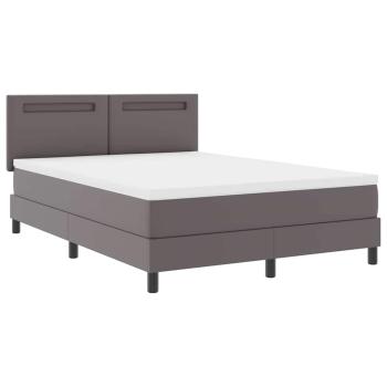 Boxspringbett mit Matratze Grau 160x200 cm Kunstleder