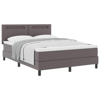 Boxspringbett mit Matratze Grau 160x200 cm Kunstleder