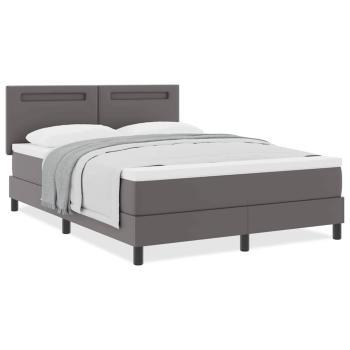 Boxspringbett mit Matratze Grau 160x200 cm Kunstleder