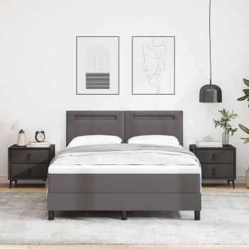 Boxspringbett mit Matratze Grau 160x200 cm Kunstleder