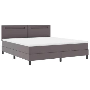 Boxspringbett mit Matratze Grau Super King Faux Leder