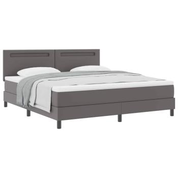 Boxspringbett mit Matratze Grau Super King Faux Leder