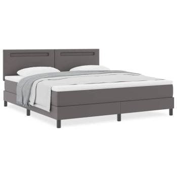 Boxspringbett mit Matratze Grau Super King Faux Leder
