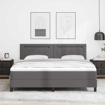 Boxspringbett mit Matratze Grau Super King Faux Leder