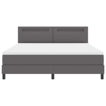Boxspringbett mit Matratze Grau Super King Faux Leder