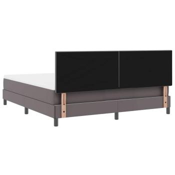 Boxspringbett mit Matratze Grau Super King Faux Leder
