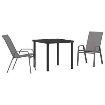 Garten Essgruppe 3 pcs Grau und Schwarz