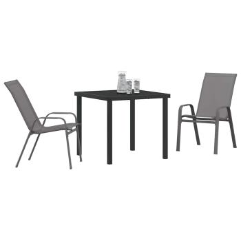 Garten Essgruppe 3 pcs Grau und Schwarz