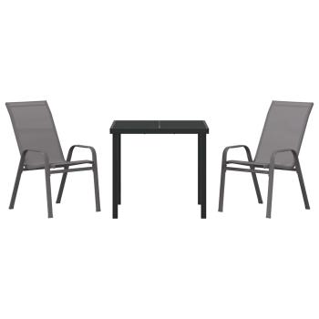 Garten Essgruppe 3 pcs Grau und Schwarz