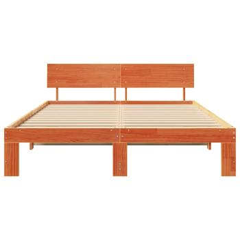 Bettgestell mit Kopfteil Wachsbrown 160x200 cm Massivholz Kiefer