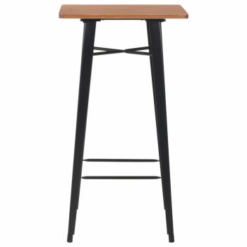 Bartisch Schwarz 60×60×108 cm Kiefer Massivholz und Stahl