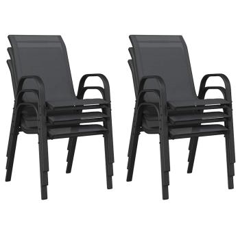 Stapelbare Gartenstühle 6 Stk. Schwarz Textilene