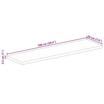 Tischplatte 100x20x2,5 cm Rechteckig Massivholz Mango