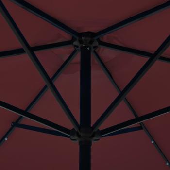 Sonnenschirm mit LED-Beleuchtung Stahl-Mast 300 cm Bordeauxrot