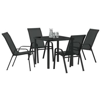 5-teiliges Garten Esstisch Set Schwarz Textilene und Stahl