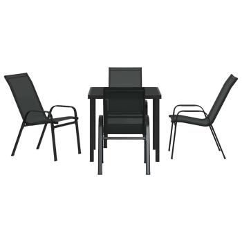5-teiliges Garten Esstisch Set Schwarz Textilene und Stahl