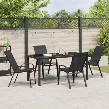 5-teilige Garten Essgruppe Schwarz Textilene und Stahl