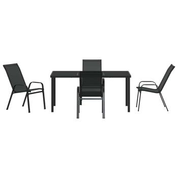 5-teilige Garten Essgruppe Schwarz Textilene und Stahl