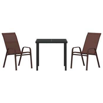 3-teiliges Gartenmöbelset Braun Textilene und Stahl