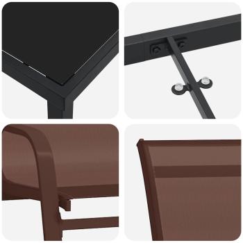 9-teiliges Garten Essensemble Braun Textilene und Stahl