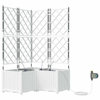 Pflanzkästen mit Bewässerungssystem 3 Stk. Weiß