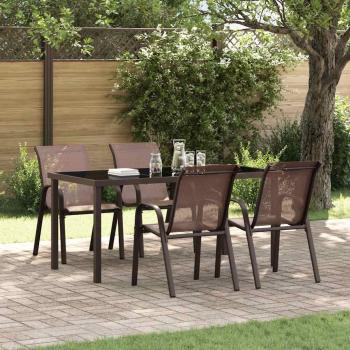 ARDEBO.de - Stapelbare Gartenstühle 4 Stk. Braun Textilene