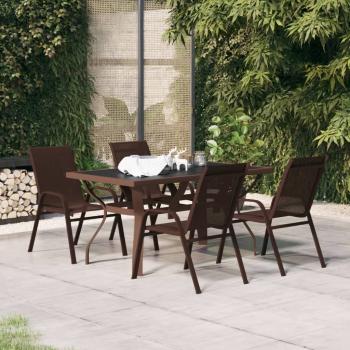 ARDEBO.de - 5-tlg. Garten-Essgruppe Braun und Schwarz