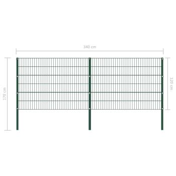 Zaunfeld mit Pfosten Eisen 3,4 x 1,2 m Grün
