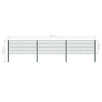 Zaunfeld mit Pfosten Eisen 5,1 x 0,8 m Grün