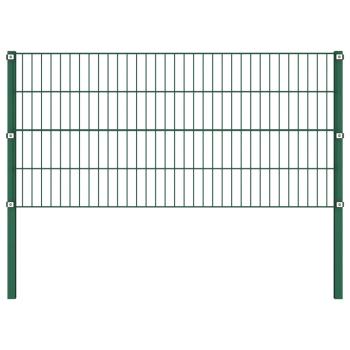 Zaunfeld mit Pfosten Eisen 15,3 x 0,8 m Grün