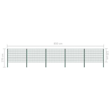 Zaunfeld mit Pfosten Eisen 8,5 x 1,2 m Grün
