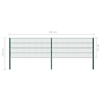 Zaunfeld mit Pfosten Eisen 3,4 x 0,8 m Grün