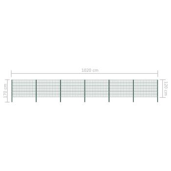 Zaunfeld mit Pfosten Eisen 10,2 x 1,2 m Grün