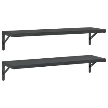 Wandregale 2 Stk. 100x30 cm Schwarz Edelstahl