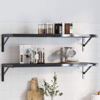 ARDEBO.de - Regalträger 4 Stk. 30x2,5x15,5 cm Schwarz Edelstahl