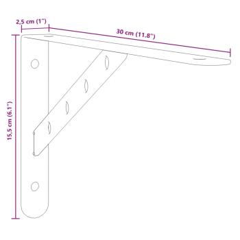 Regalträger 4 Stk. 30x2,5x15,5 cm Schwarz Edelstahl
