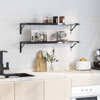 Regalträger 4 Stk. 30x2,5x15,5 cm Schwarz Edelstahl