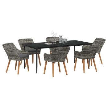 7-teiliges Garten Essset Grau Poly Rattan