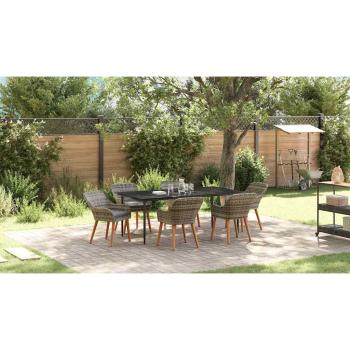 7-teiliges Garten Essset Grau Poly Rattan