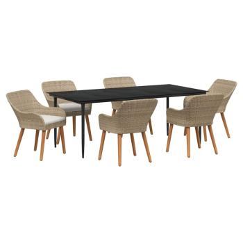 7-teiliges Garten Essset Beige Poly Rattan