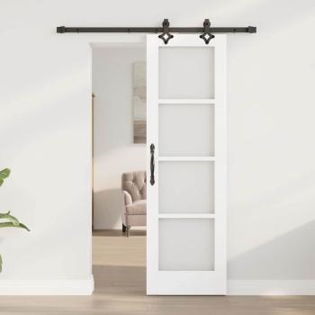 Schiebetür mit Hardware-Set Weiße 61x198.5 cm Aus massivem Kiefernholz