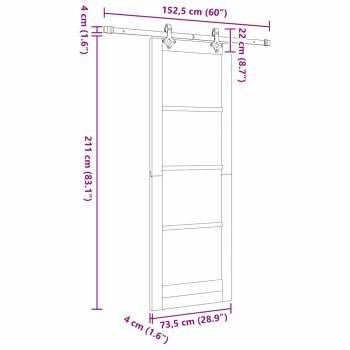 Schiebetür mit Hardware-Set 73.5x211 cm Massivholz Kiefer