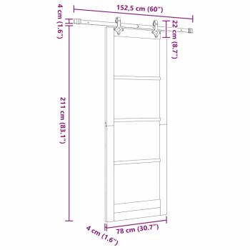 Schiebetür mit Hardware-Set Weiß 78x211 cm Massivholz Kiefer