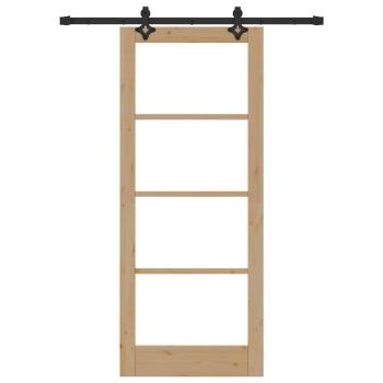 Schiebetür mit Beschlagsatz 83x202 cm Massivholz Kiefer